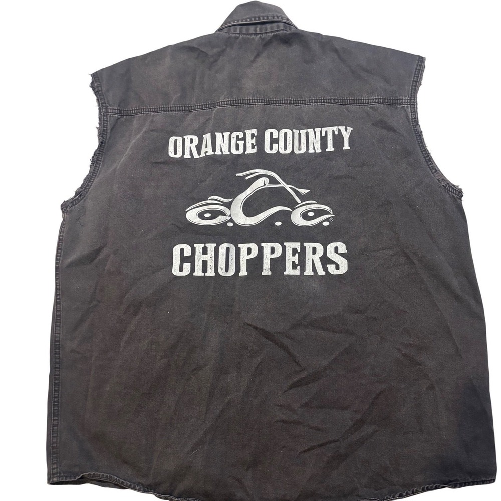 Orange County Choppers OCC Sleeveless Biker Shirt Black Cotton Vest Mens 2XL